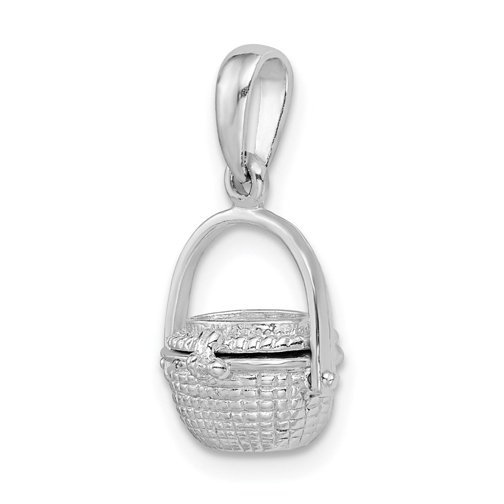 De-Ani Sterling Silver Rhodium-Plated 3D Moveable Nantucket Basket Pendant QC9884