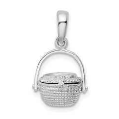 De-Ani Sterling Silver Rhodium-Plated 3D Moveable Nantucket Basket Pendant QC9884