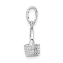 De-Ani Sterling Silver Rhodium-Plated 3D Basket with Moving Handle Pendant QC9885