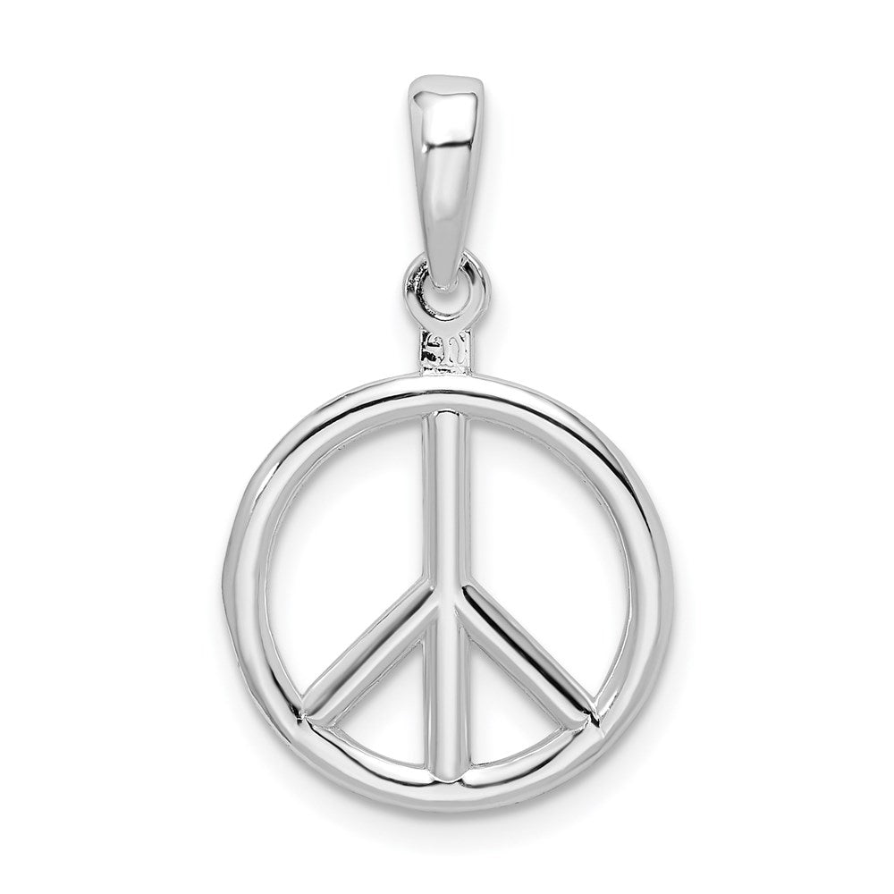 De-Ani Sterling Silver Rhodium-Plated Polished Peace Symbol Pendant QC9886