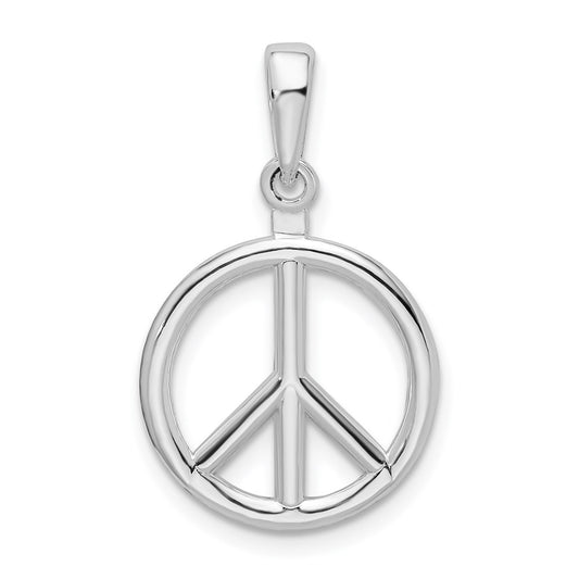 De-Ani Sterling Silver Rhodium-Plated Polished Peace Symbol Pendant QC9886