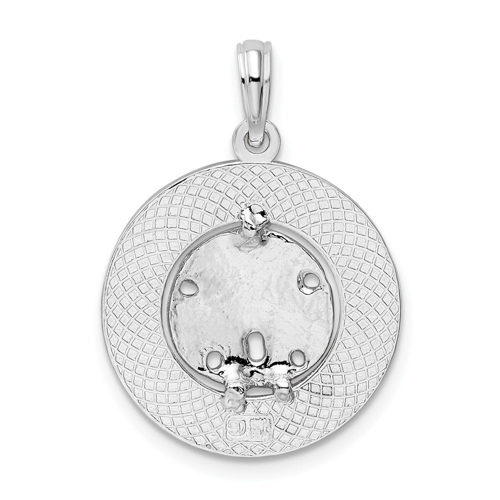 De-Ani Sterling Silver Rhodium-Plated Textured Turks and Caicos Sand Dollar Pendant QC9887