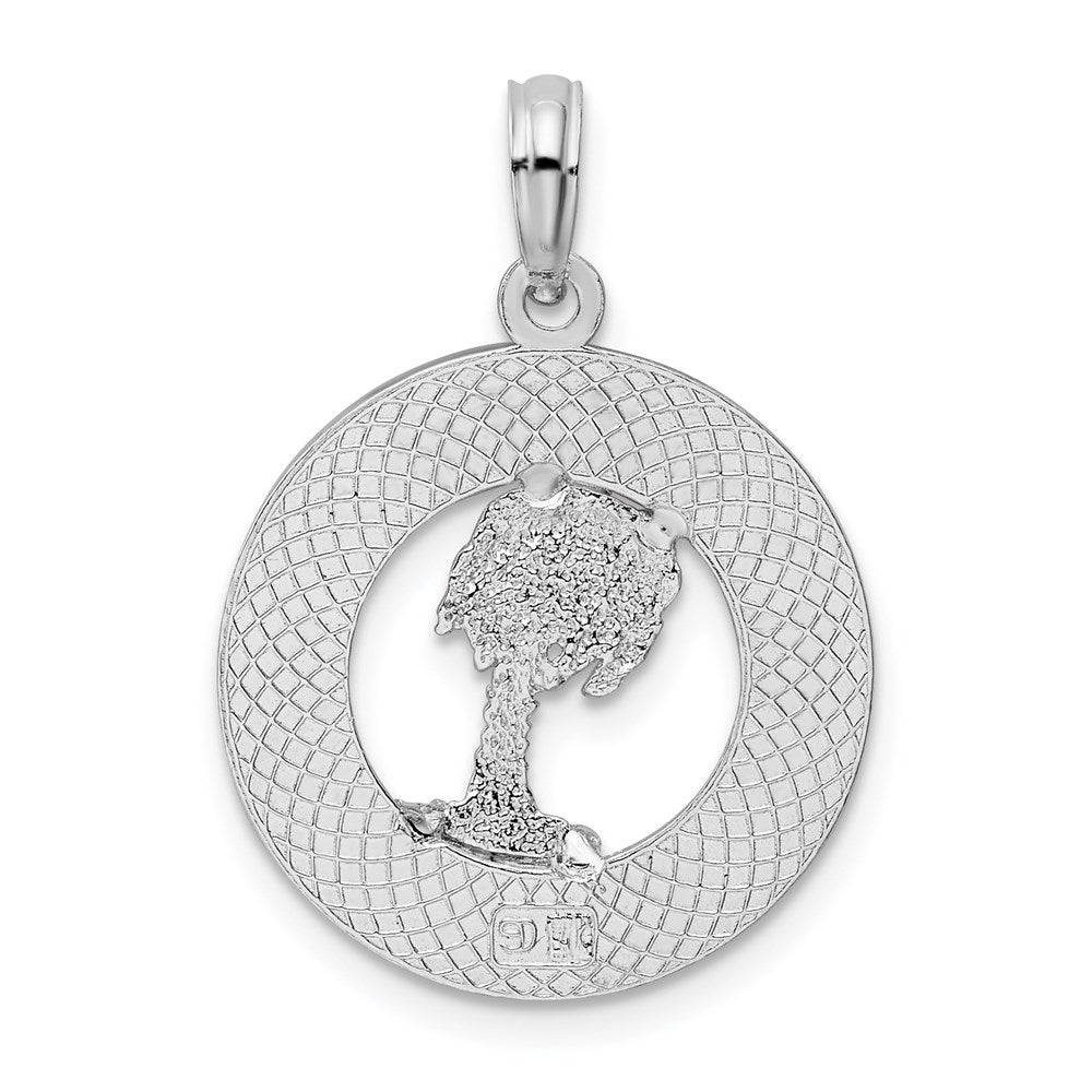 De-Ani Sterling Silver Rhodium-Plated Textured Turks and Caicos Palm Tree Pendant QC9890