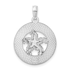 De-Ani Sterling Silver Rhodium-Plated Textured Turks and Caicos with Starfish Pendant QC9891