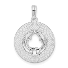 De-Ani Sterling Silver Rhodium-Plated Textured Turks and Caicos Dolphins Pendant QC9893