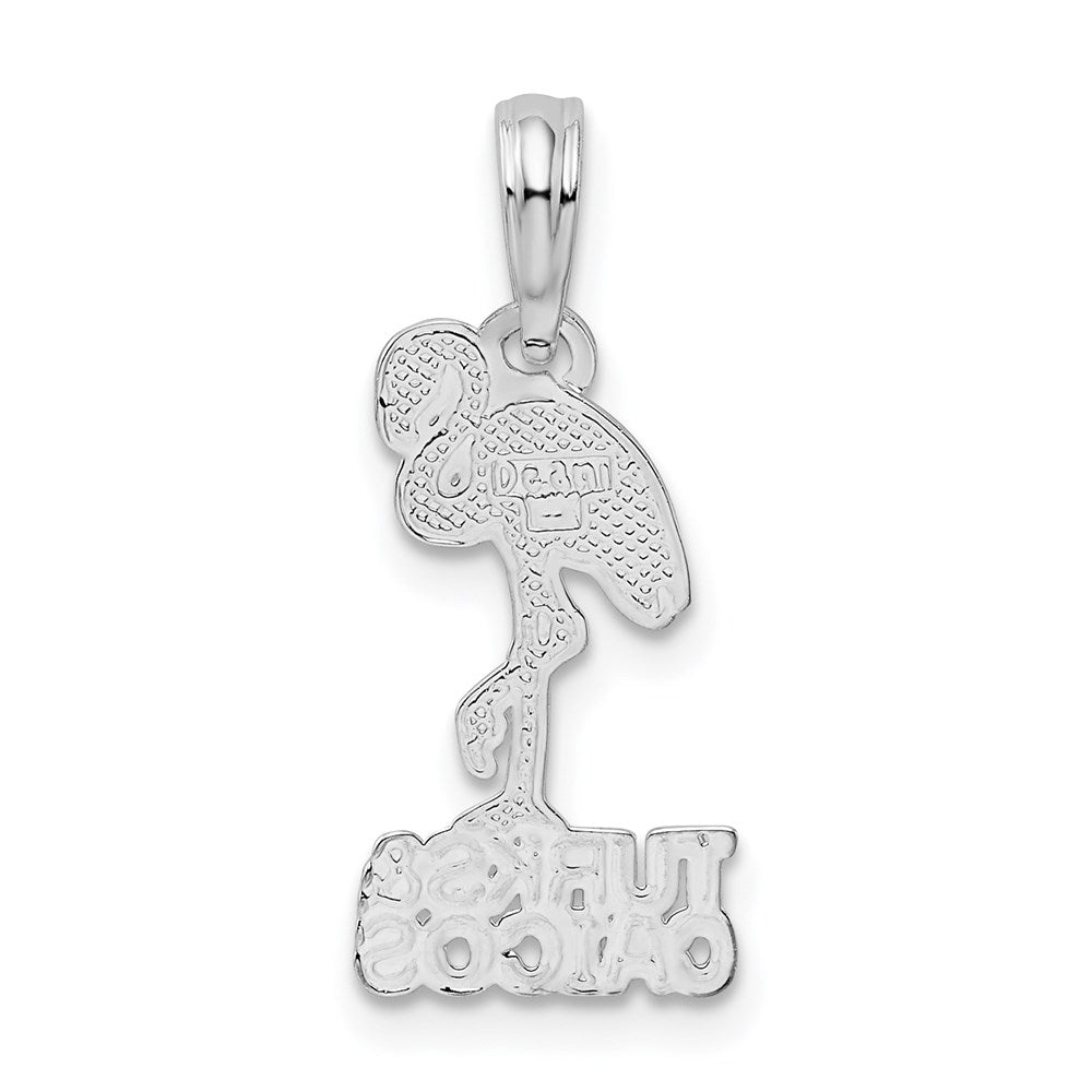 De-Ani Sterling Silver Rhodium-Plated Polished Turks and Caicos Flamingo Pendant QC9895