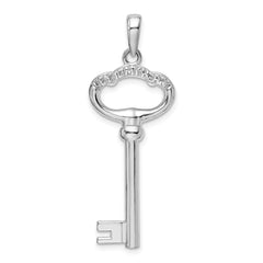 De-Ani Sterling Silver Rhodium-Plated 3D Key to My Heart Key Pendant QC9897
