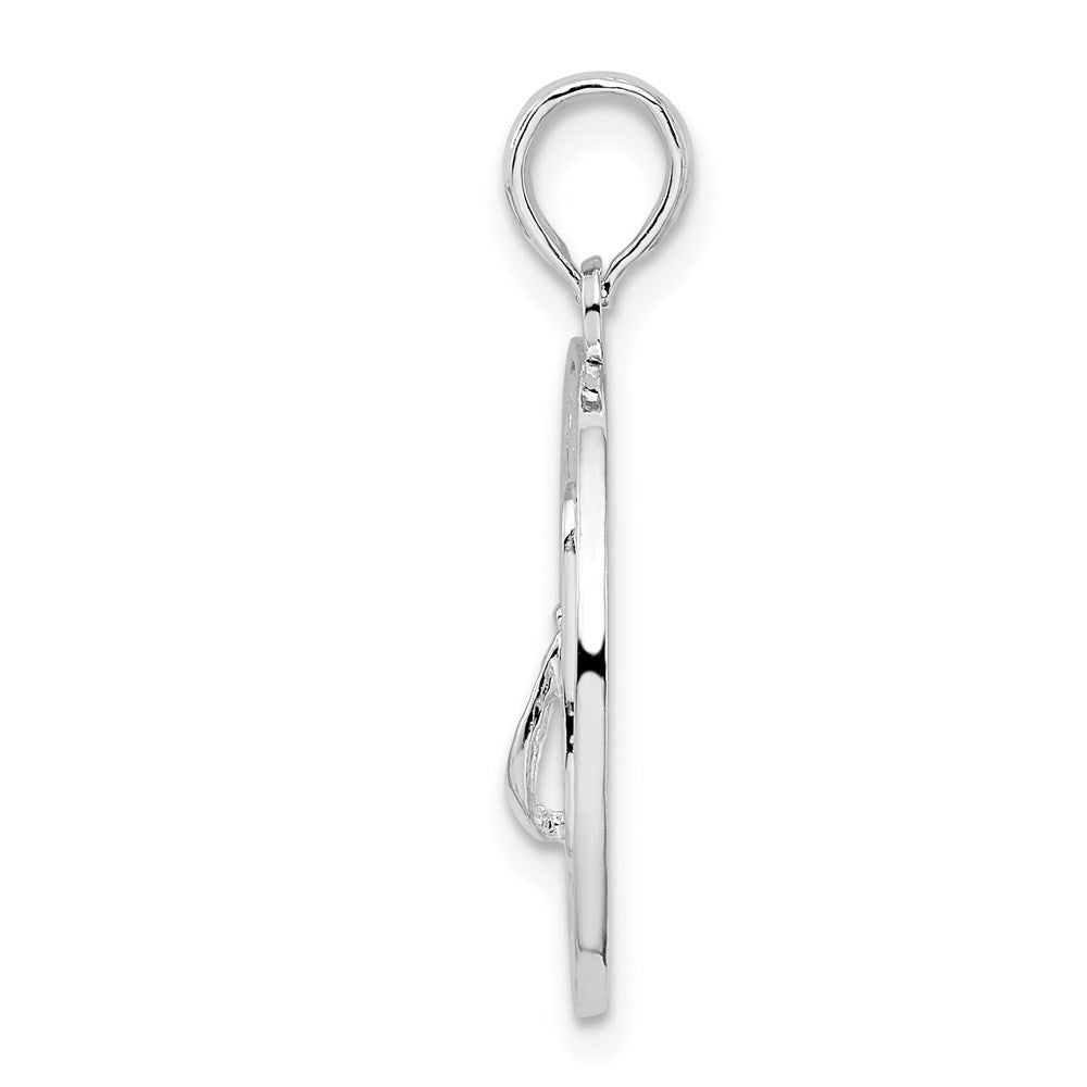 De-Ani Sterling Silver Rhodium-Plated Textured Siesta Key Florida with Flip-flop Pendant QC9915