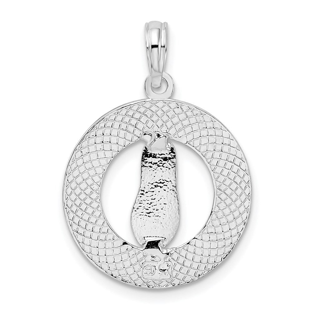 De-Ani Sterling Silver Rhodium-Plated Textured Siesta Key Florida with Flip-flop Pendant QC9915