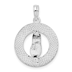 De-Ani Sterling Silver Rhodium-Plated Textured Siesta Key Florida with Flip-flop Pendant QC9915