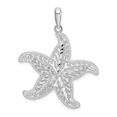 De-Ani Sterling Silver Rhodium-plated Polished Filigree Starfish Pendant QC9919