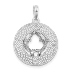 De-Ani Sterling Silver Rhodium-Plated Textured Key West with Dolphins Pendant QC9922