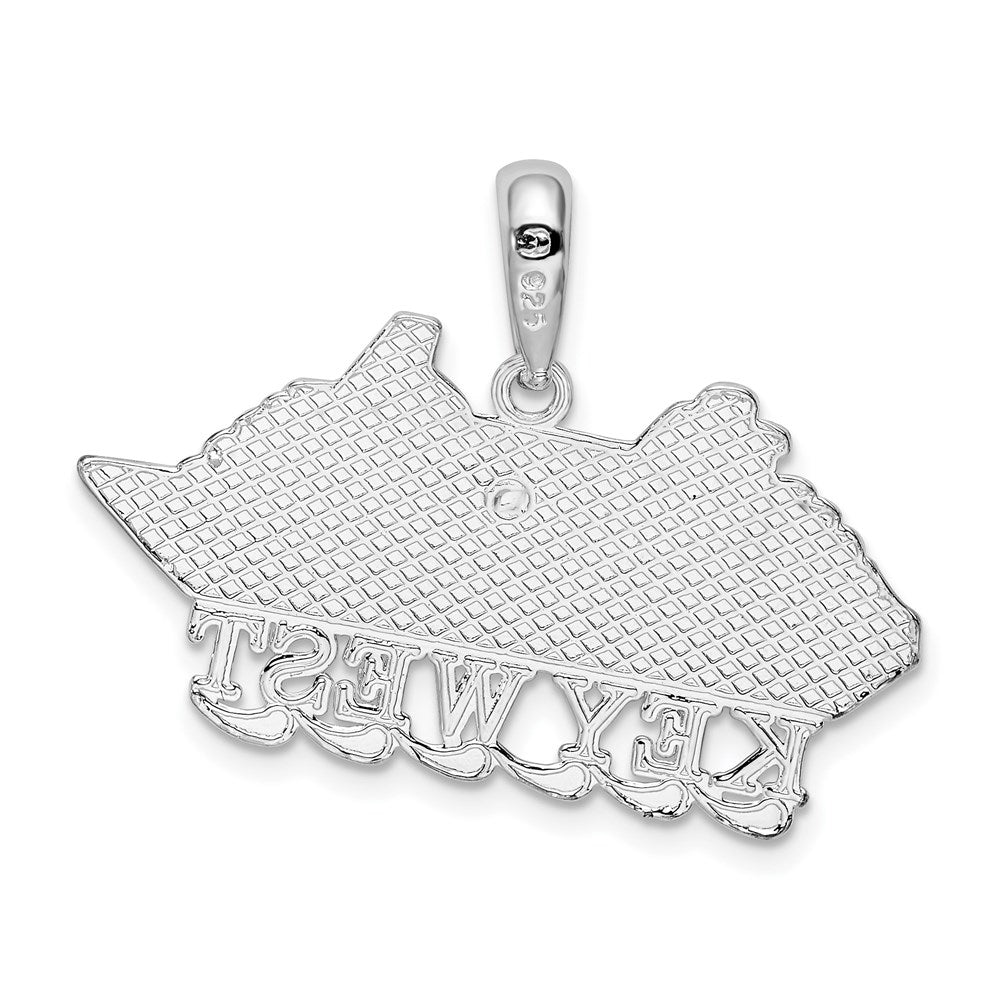 De-Ani Sterling Silver Rhodium-Plated Polished Key West Cruise Ship Pendant QC9925