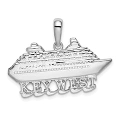 De-Ani Sterling Silver Rhodium-Plated Polished Key West Cruise Ship Pendant QC9925