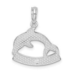 De-Ani Sterling Silver Rhodium-Plated Polished Key West Dolphin Pendant QC9926