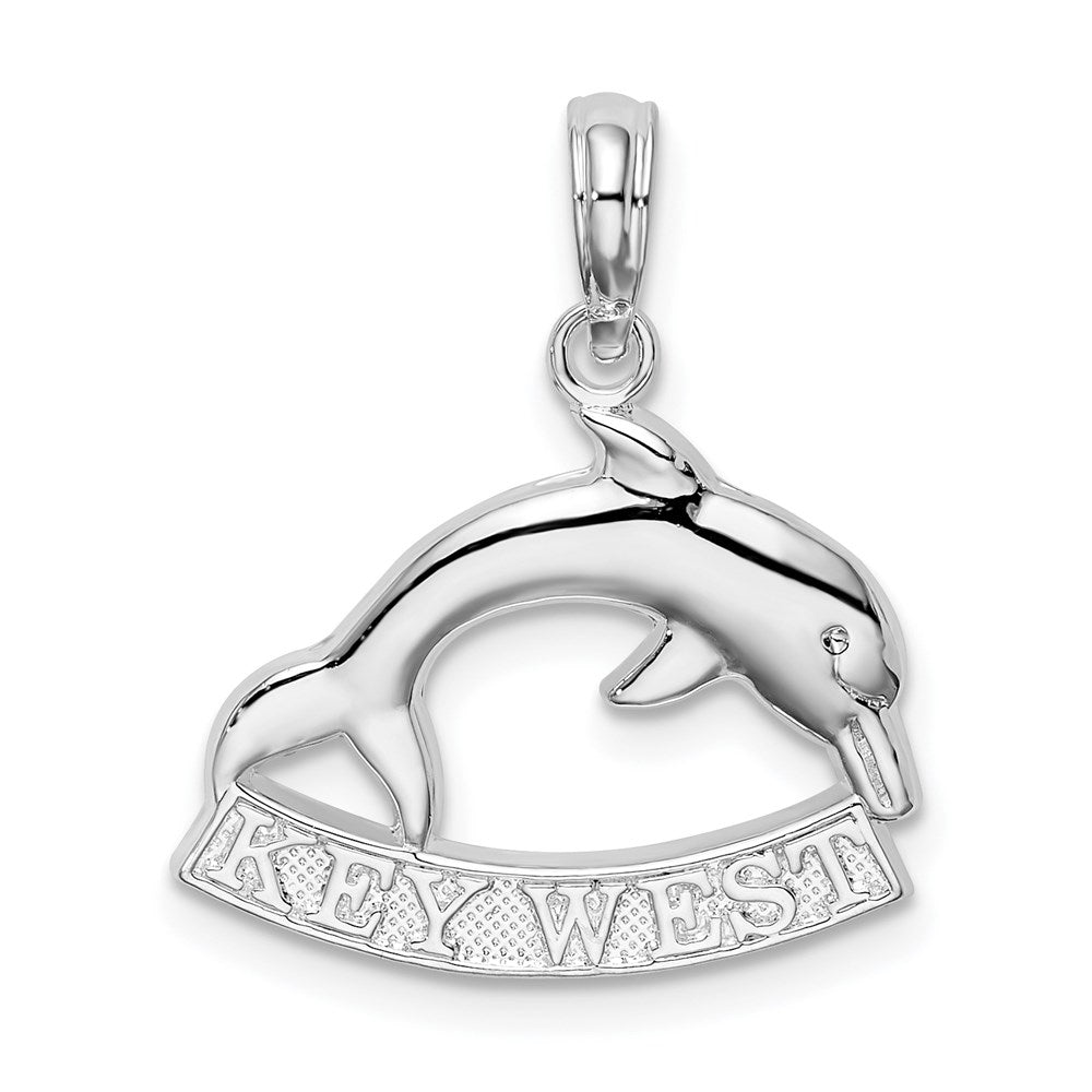 De-Ani Sterling Silver Rhodium-Plated Polished Key West Dolphin Pendant QC9926