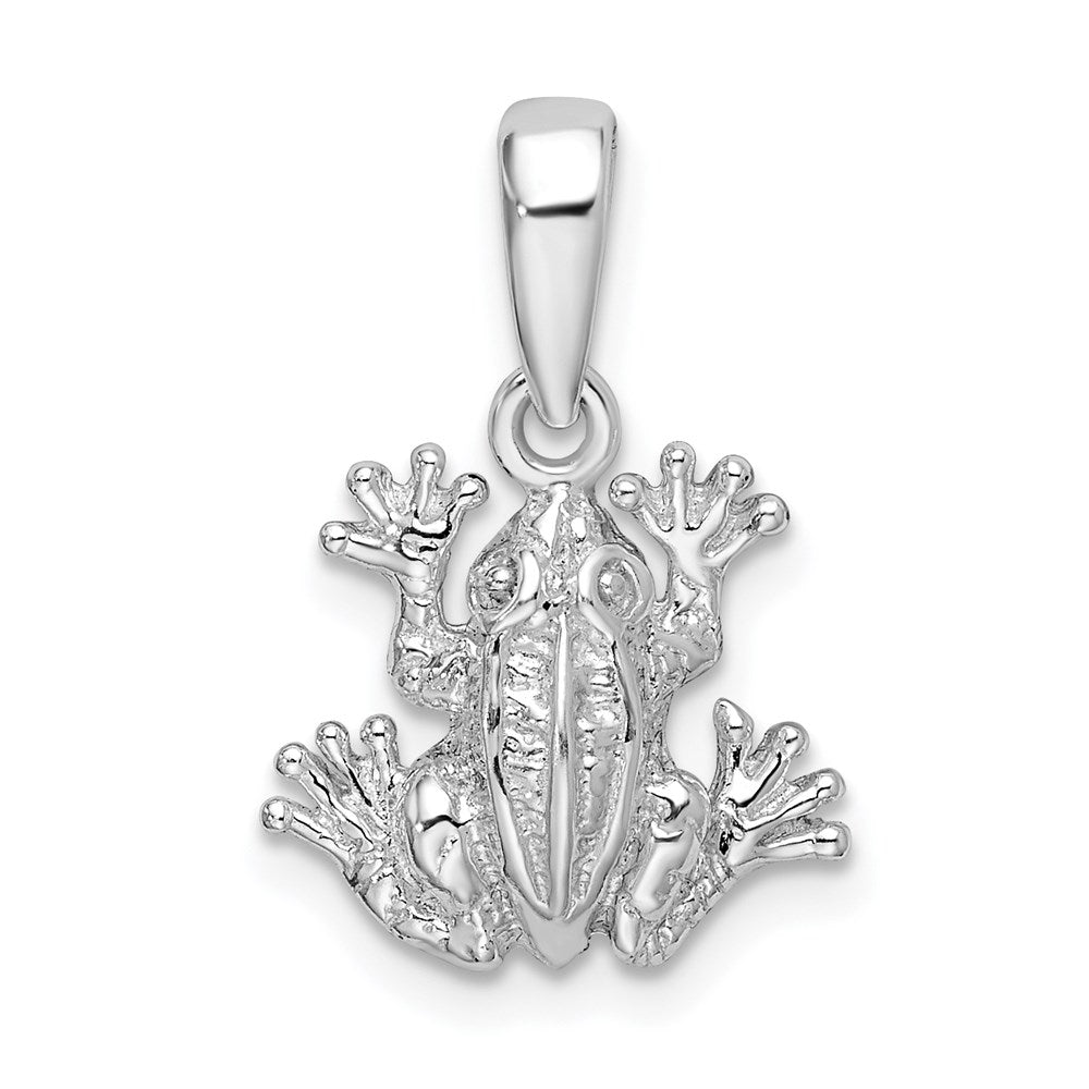 De-Ani Sterling Silver Rhodium-Plated Polished Frog Pendant QC9927