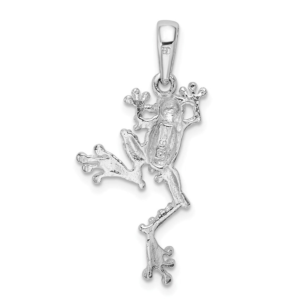 De-Ani Sterling Silver Rhodium-Plated Polished Jumping Frog Pendant QC9928