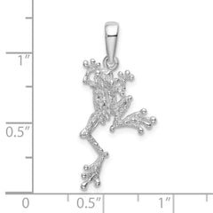 De-Ani Sterling Silver Rhodium-Plated Polished Jumping Frog Pendant QC9928
