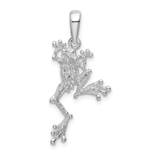 De-Ani Sterling Silver Rhodium-Plated Polished Jumping Frog Pendant QC9928