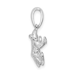 De-Ani Sterling Silver Rhodium-Plated Polished Frog Pendant QC9929