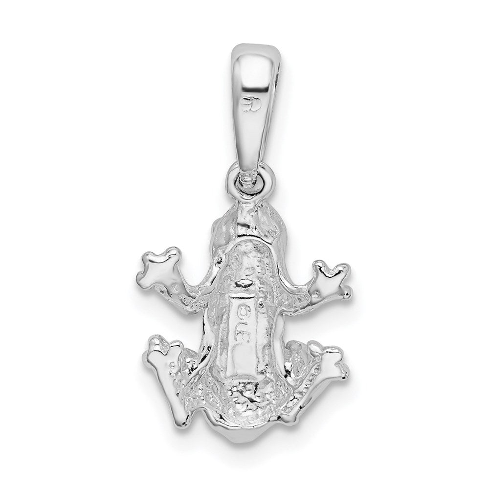 De-Ani Sterling Silver Rhodium-Plated Polished Frog Pendant QC9929