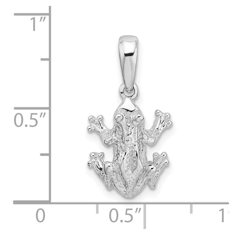 De-Ani Sterling Silver Rhodium-Plated Polished Frog Pendant QC9929