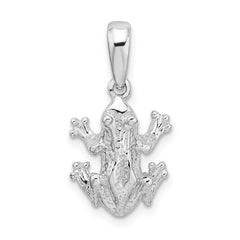 De-Ani Sterling Silver Rhodium-Plated Polished Frog Pendant QC9929