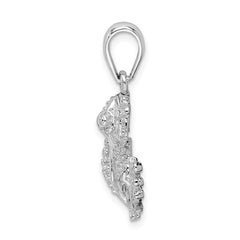 De-Ani Sterling Silver Rhodium-Plated Polished Frog Pendant QC9931