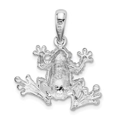 De-Ani Sterling Silver Rhodium-Plated Polished Frog Pendant QC9931