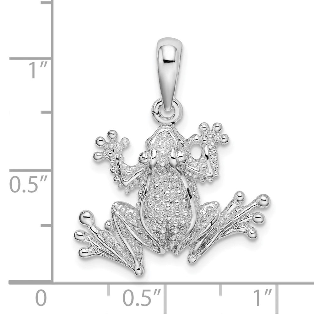 De-Ani Sterling Silver Rhodium-Plated Polished Frog Pendant QC9931