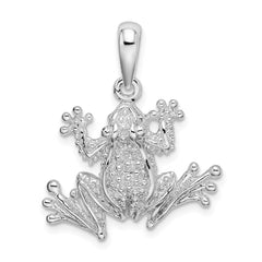 De-Ani Sterling Silver Rhodium-Plated Polished Frog Pendant QC9931