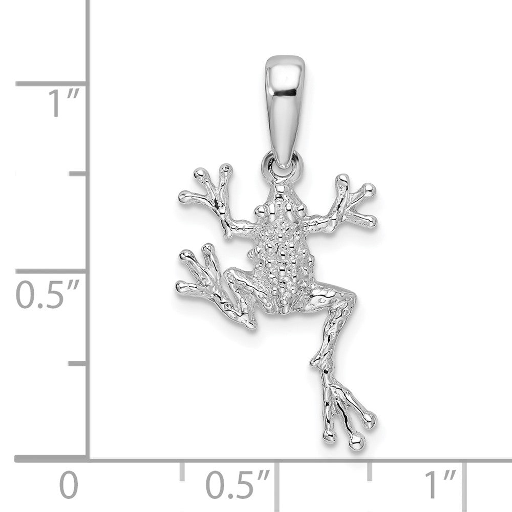 De-Ani Sterling Silver Rhodium-Plated Polished Jumping Frog Pendant QC9932
