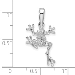 De-Ani Sterling Silver Rhodium-Plated Polished Jumping Frog Pendant QC9932