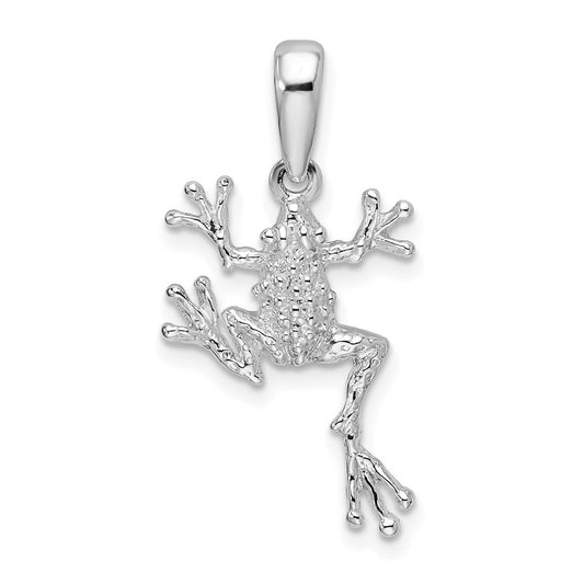 De-Ani Sterling Silver Rhodium-Plated Polished Jumping Frog Pendant QC9932