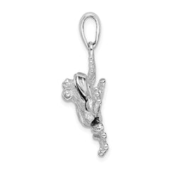 De-Ani Sterling Silver Rhodium-Plated Polished Bug Eyed Frog Pendant QC9933