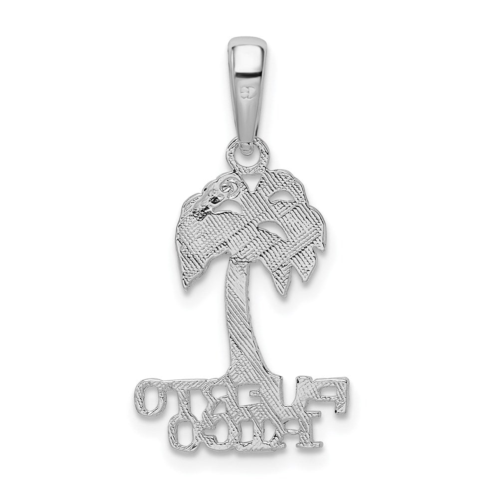 De-Ani Sterling Silver Rhodium-Plated Polished Puerto Rico Palm Tree Pendant QC9936