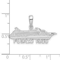 De-Ani Sterling Silver Rhodium-Plated Polished Puerto Rico Cruise Ship Pendant QC9937