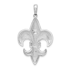 De-Ani Sterling Silver Rhodium-Plated Polished Large Fleur de Lis Pendant QC9960
