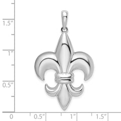 De-Ani Sterling Silver Rhodium-Plated Polished Large Fleur de Lis Pendant QC9960