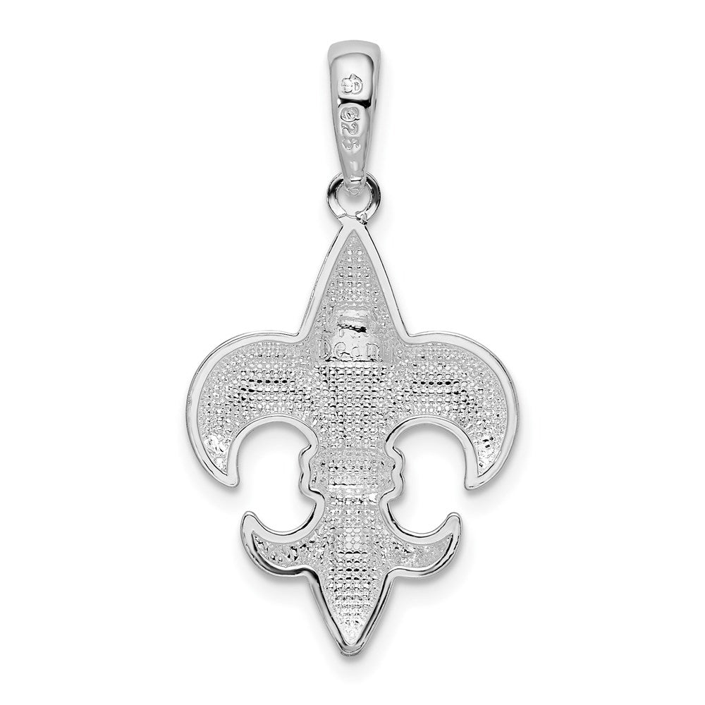 De-Ani Sterling Silver Rhodium-Plated Polished Medium Fleur de Lis Pendant QC9961