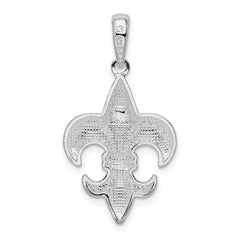 De-Ani Sterling Silver Rhodium-Plated Polished Medium Fleur de Lis Pendant QC9961