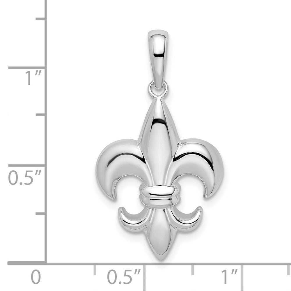 De-Ani Sterling Silver Rhodium-Plated Polished Medium Fleur de Lis Pendant QC9961