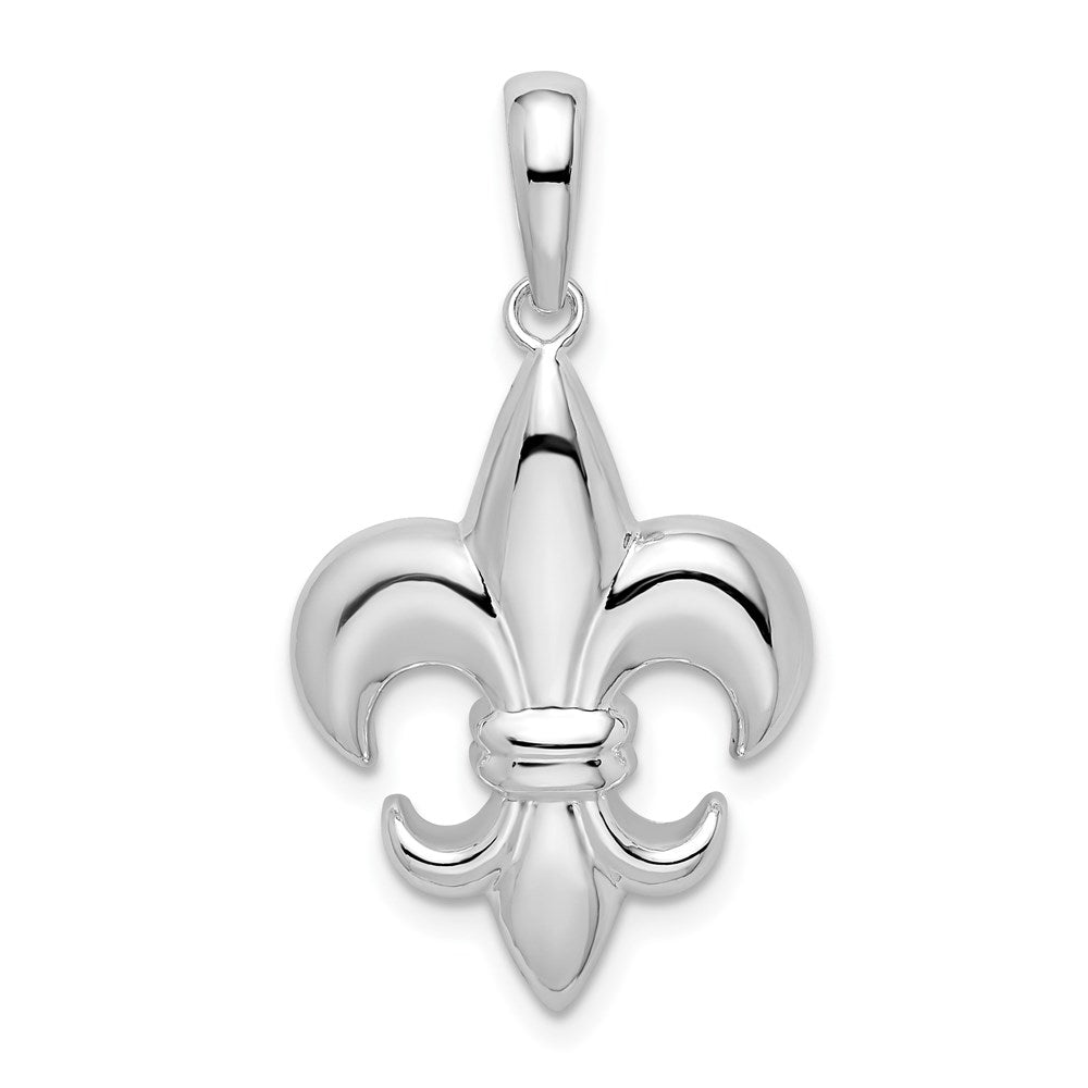 De-Ani Sterling Silver Rhodium-Plated Polished Medium Fleur de Lis Pendant QC9961
