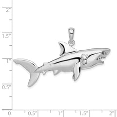 De-Ani Sterling Silver Rhodium-Plated Polished 3D Shark Pendant QC9962