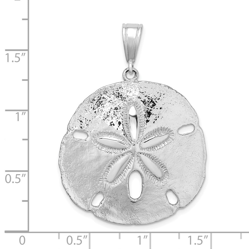De-Ani Sterling Silver Rhodium-Plated Polished Sand Dollar Pendant QC9964