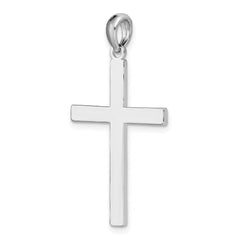 De-Ani Sterling Silver Rhodium-plated Polished Front Textured Back Latin Cross Pendant QC9967