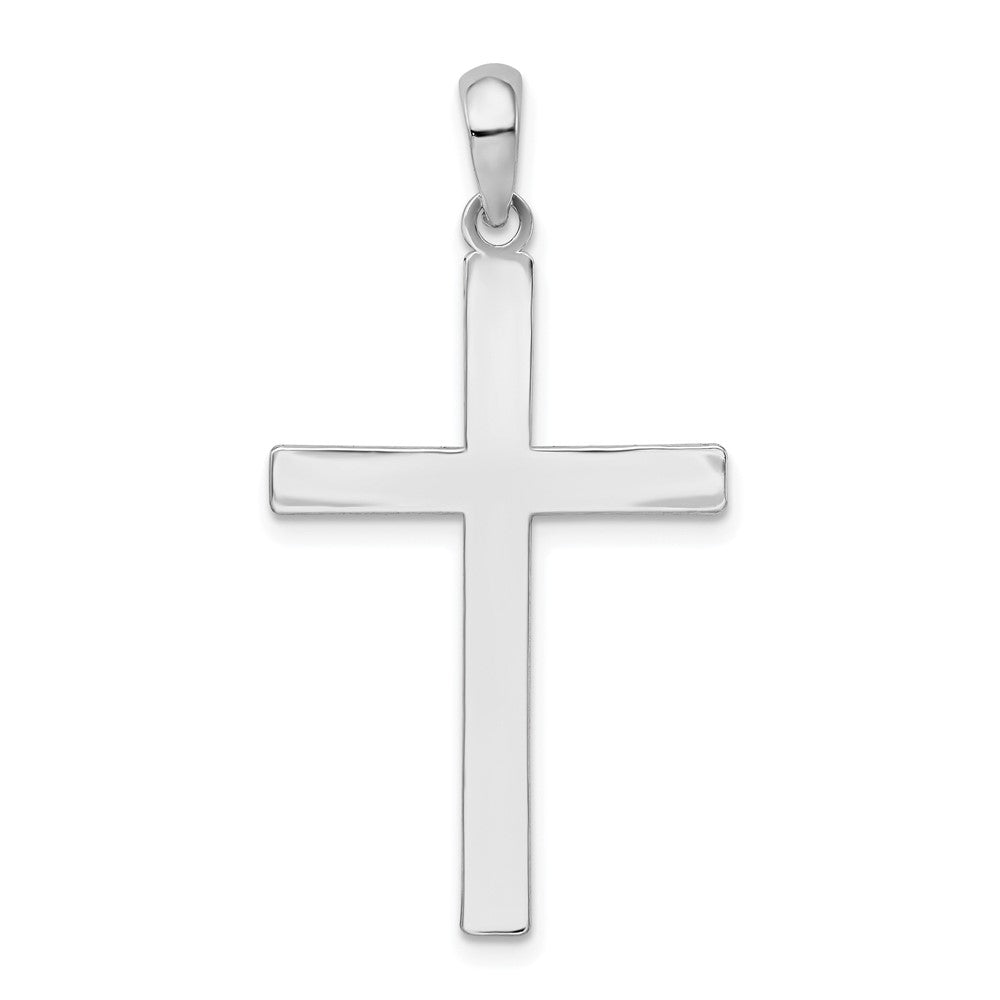 De-Ani Sterling Silver Rhodium-plated Polished Front Textured Back Latin Cross Pendant QC9967