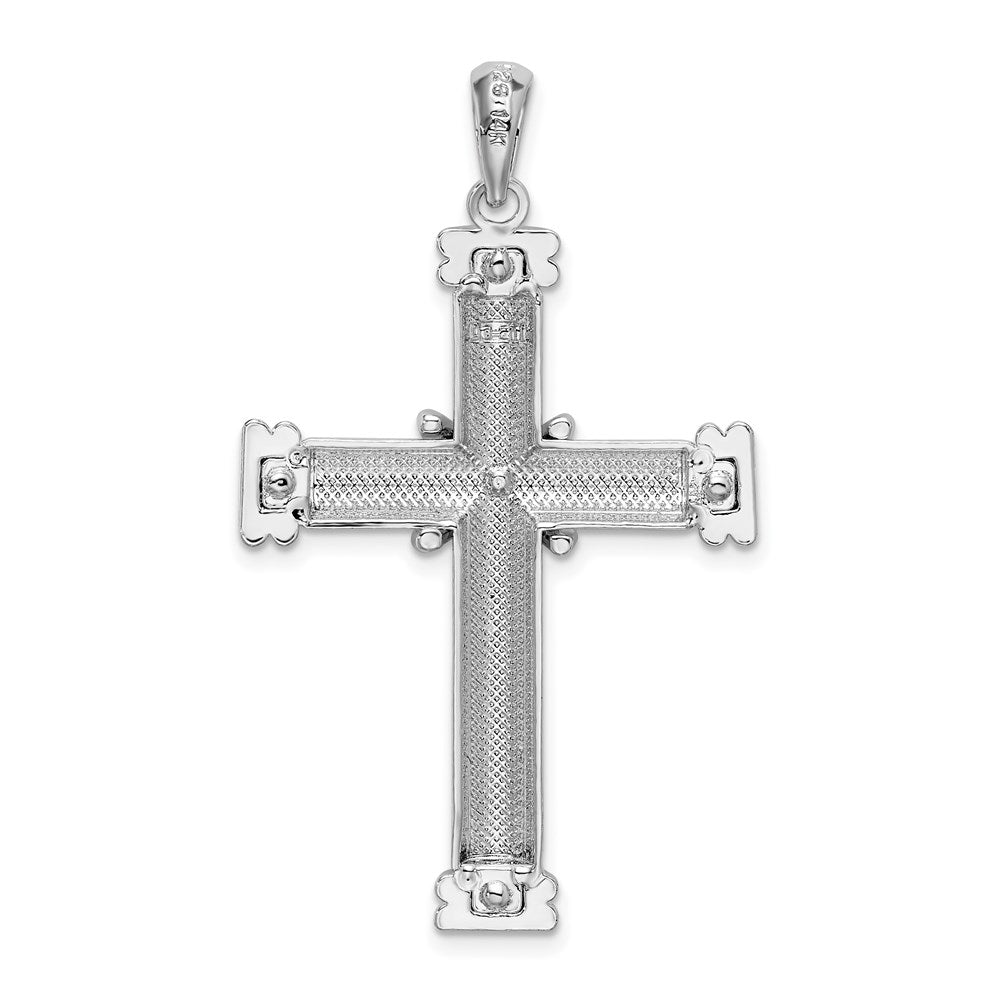 De-Ani Sterling Silver Rhodium-Plated Polished X-Center Latin Cross Pendant QC9969