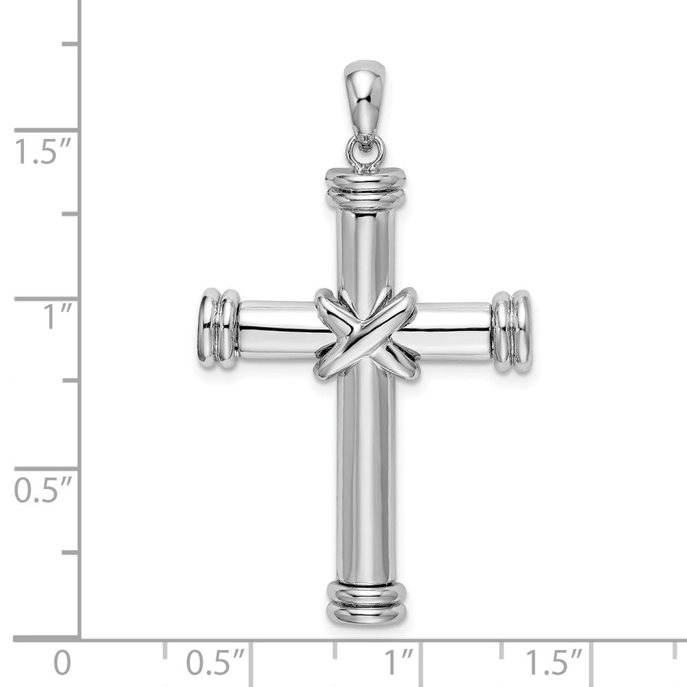 De-Ani Sterling Silver Rhodium-Plated Polished X-Center Latin Cross Pendant QC9969